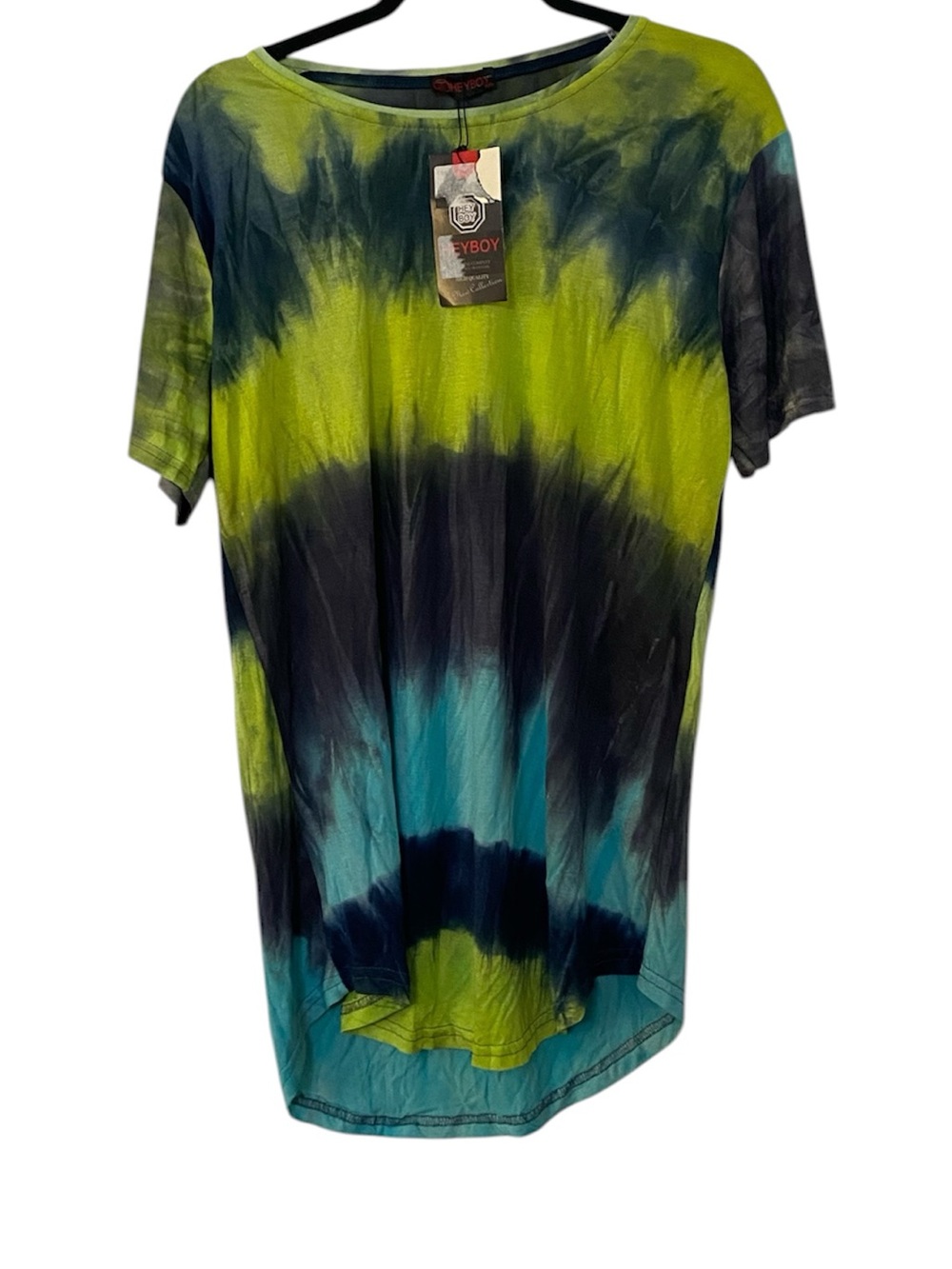NWT Men’s Lime & Teal Tie-Dye Short Sleeve Made in Turkey  Shirt XXL